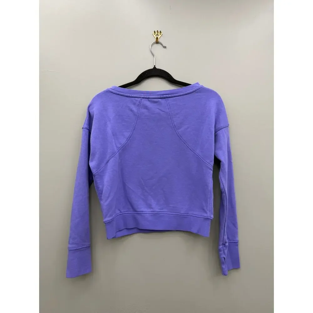Nike Purple Cropped Graphic Sweatshirt Thumbhole Sleeves Size Large